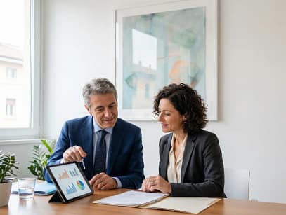 Consulente assicurativo Pico Adviser in colloquio con imprenditore PMI italiana