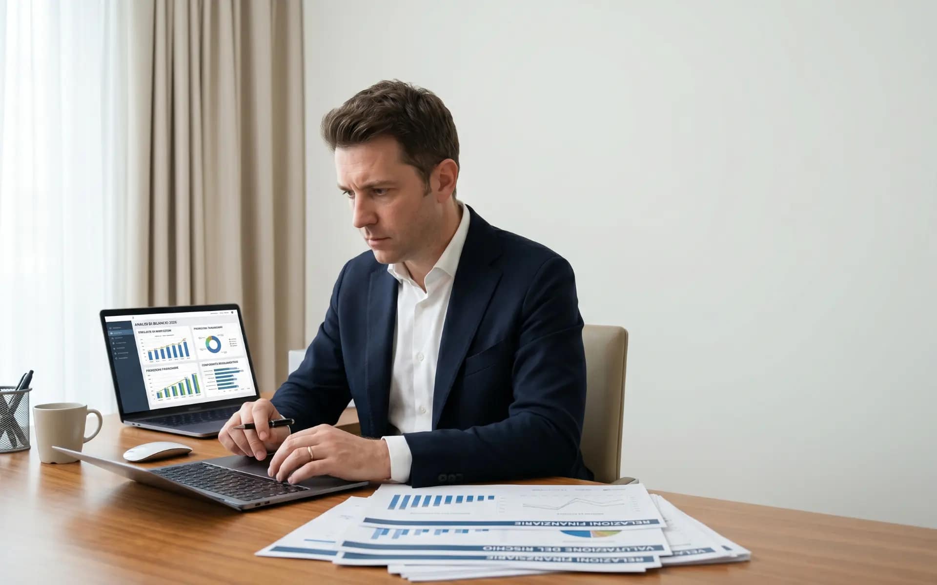 Allianz insolvenze 2026 — imprenditore analizza dati su rischio credito commerciale per PMI italiane