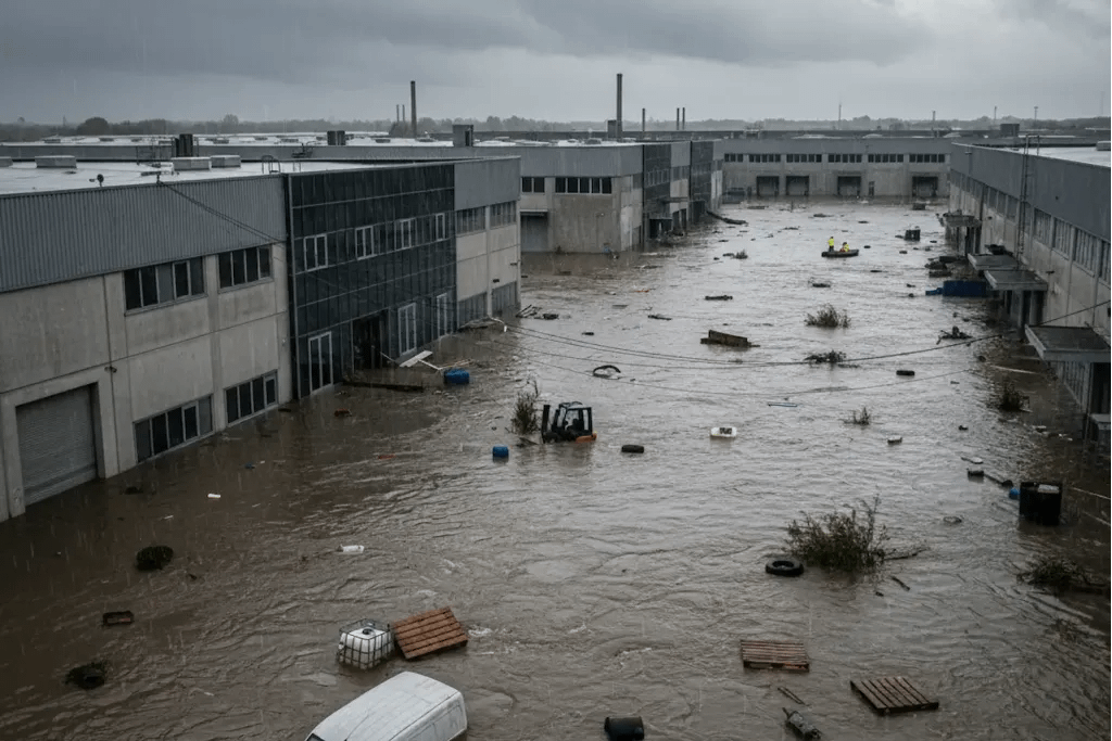 Assicurazione Natcat - zona industriale allagata