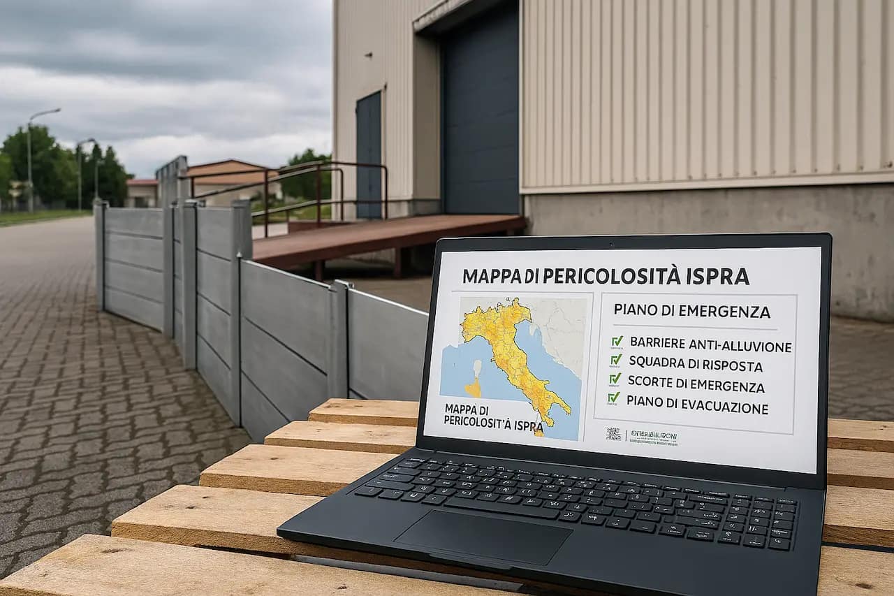 PMI italiana con paratie anti-alluvione e mappa ISPRA: prevenzione e piano di emergenza