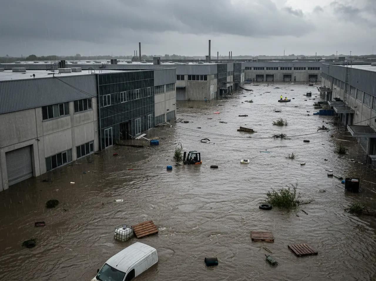 Assicurazione Natcat - zona industriale allagata