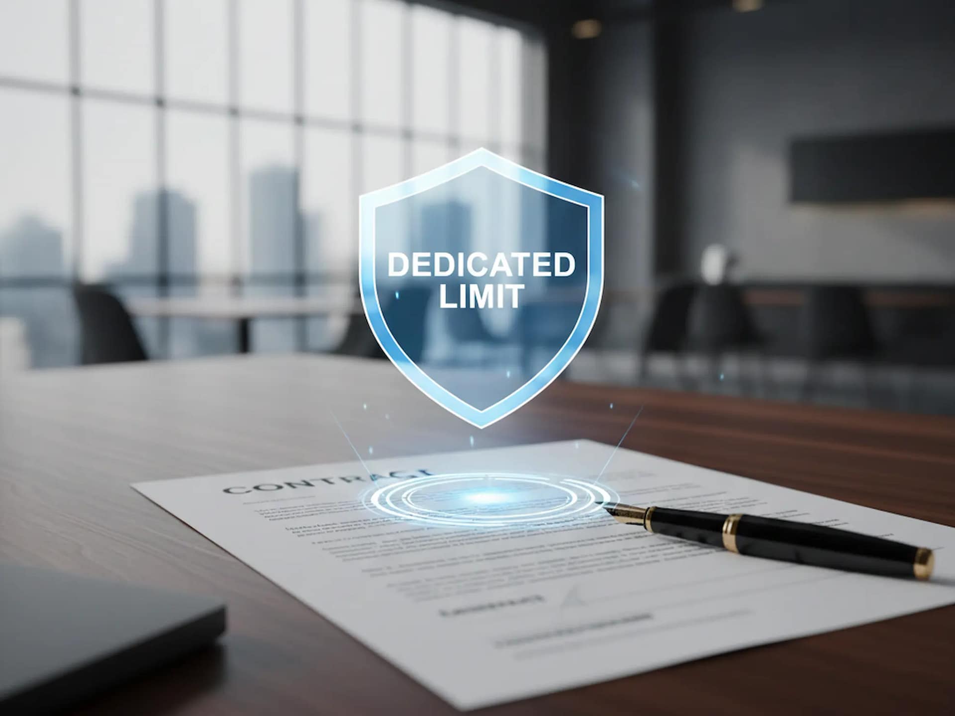 limite dedicato con scudo su foglio contratto