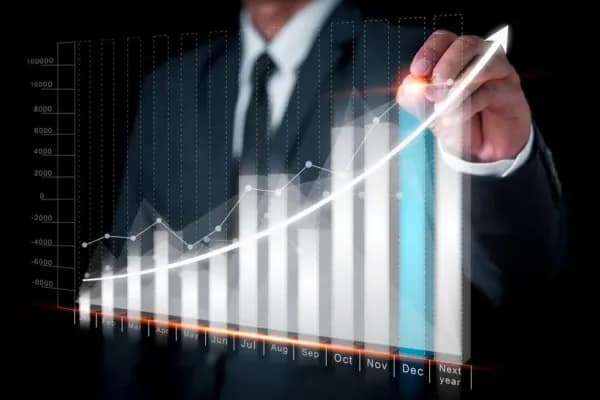 Assicurazione Credito - istrogramma con persona dietro